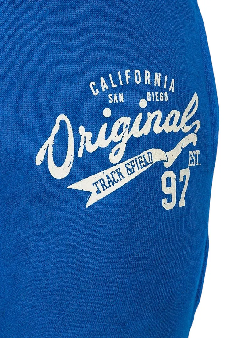 Boys Minoti Blue California Jersey Elasticated Waist Relaxed Fit Summer Shorts