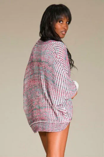 Britney Pink Multi Print Cocoon Cardigan