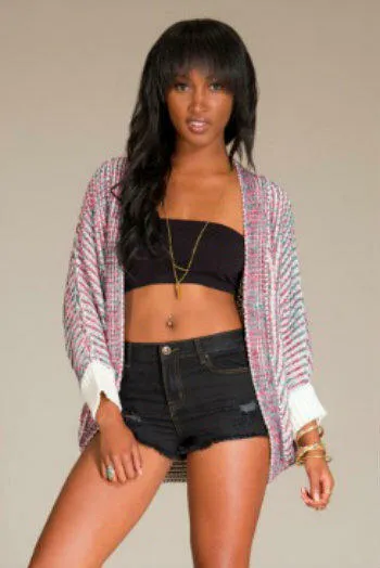 Britney Pink Multi Print Cocoon Cardigan