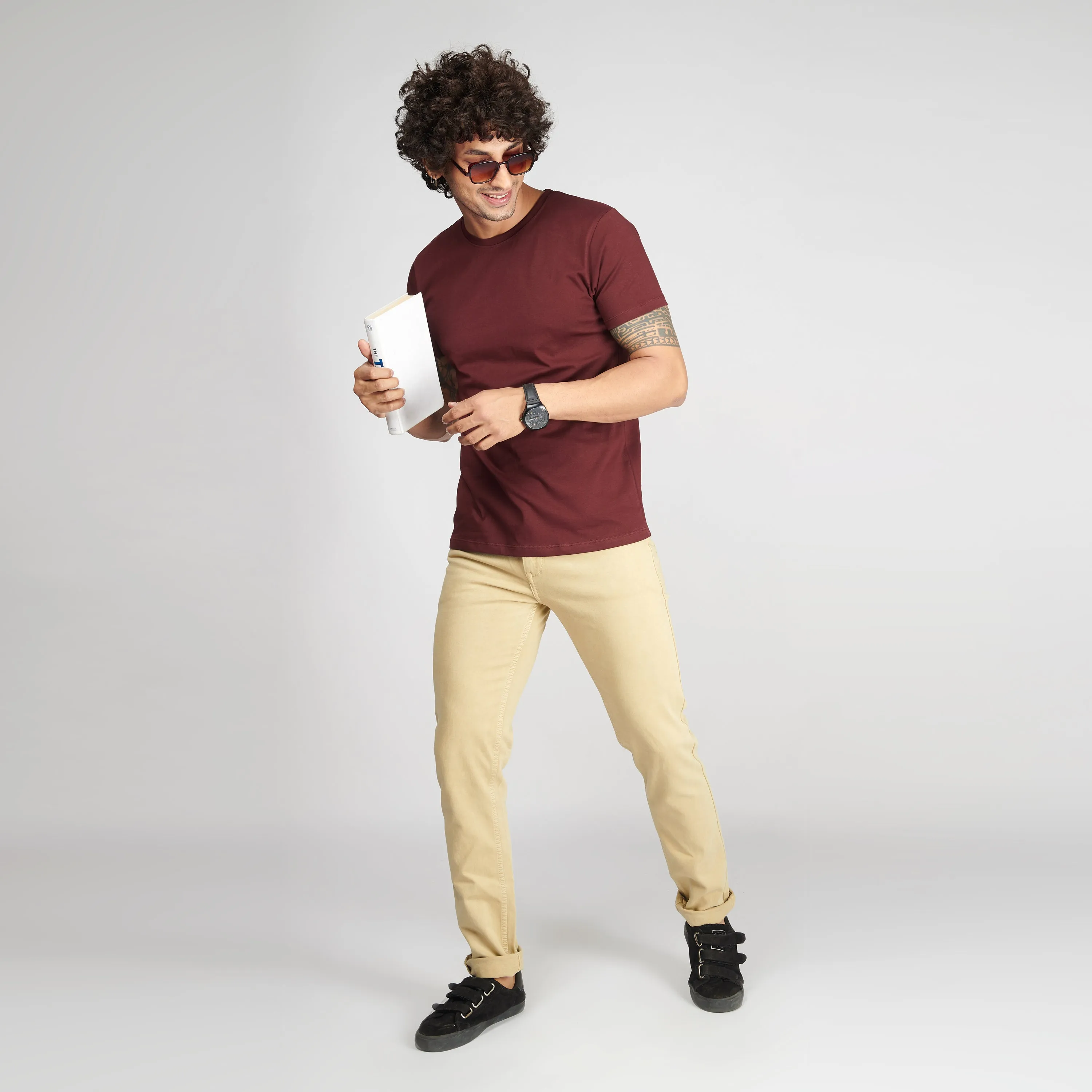 Burgundy Half Sleeve T-Shirt