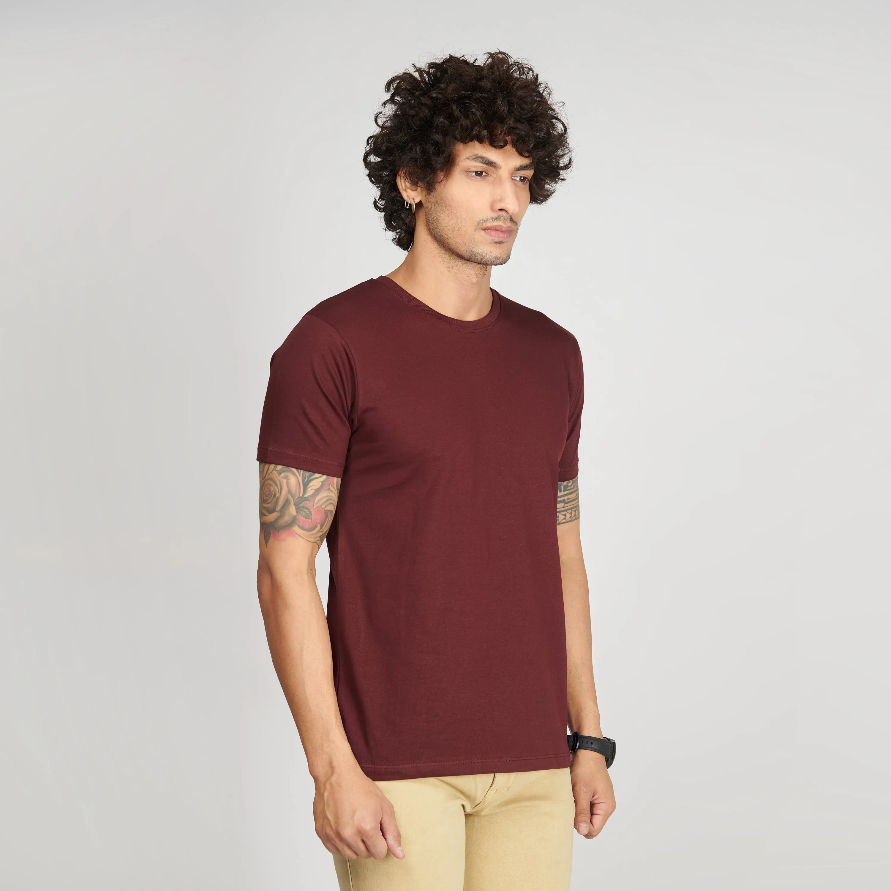 Burgundy Half Sleeve T-Shirt