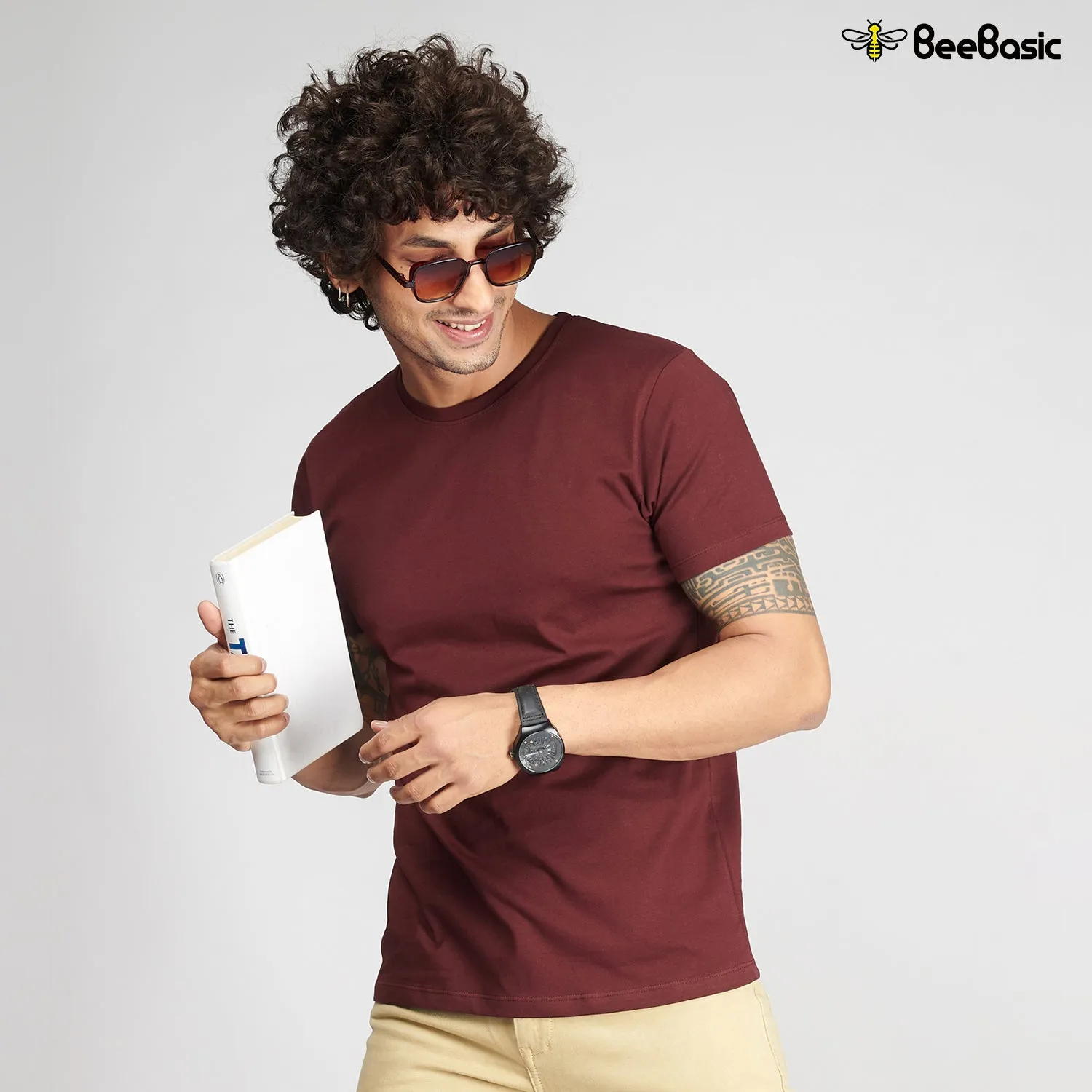 Burgundy Half Sleeve T-Shirt