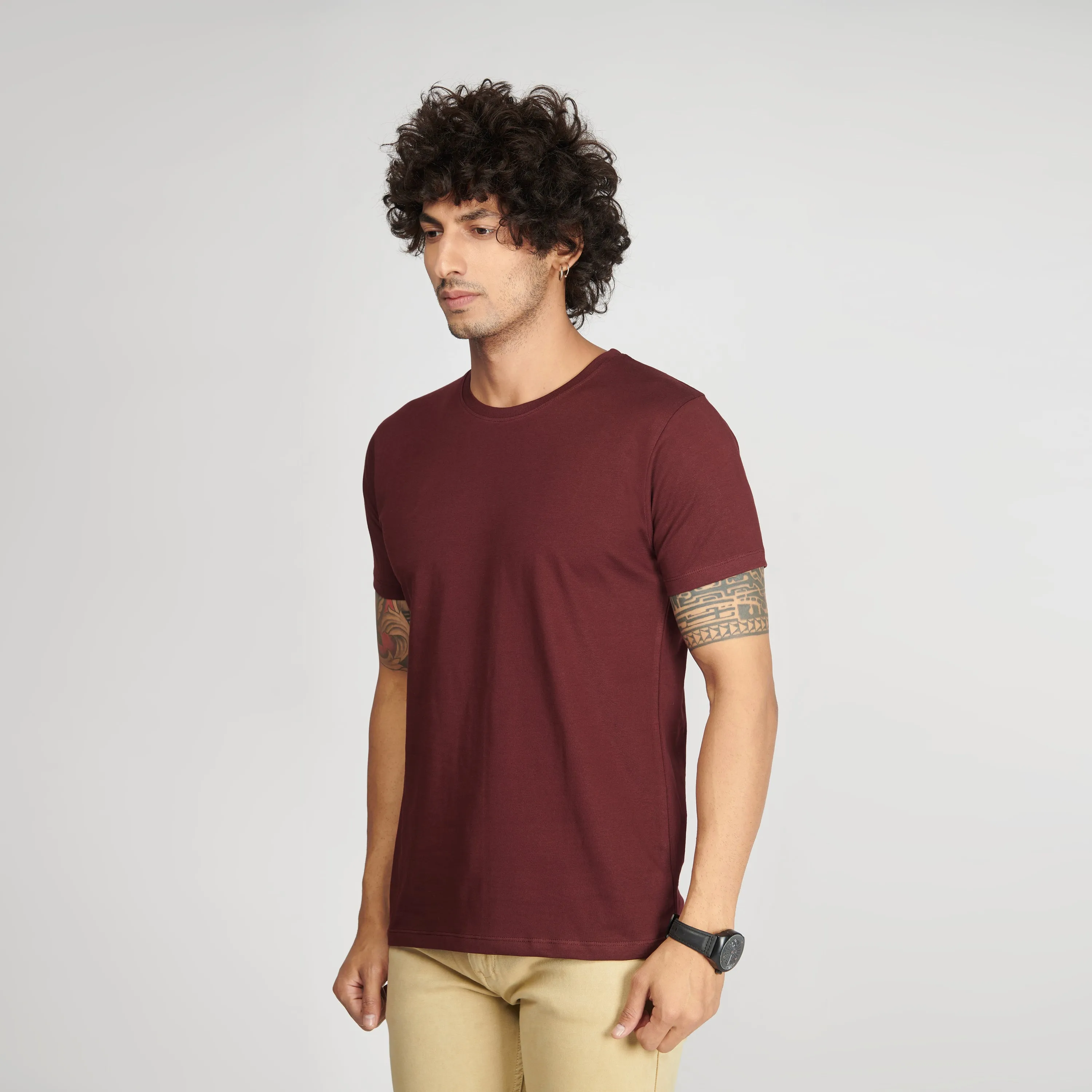 Burgundy Half Sleeve T-Shirt