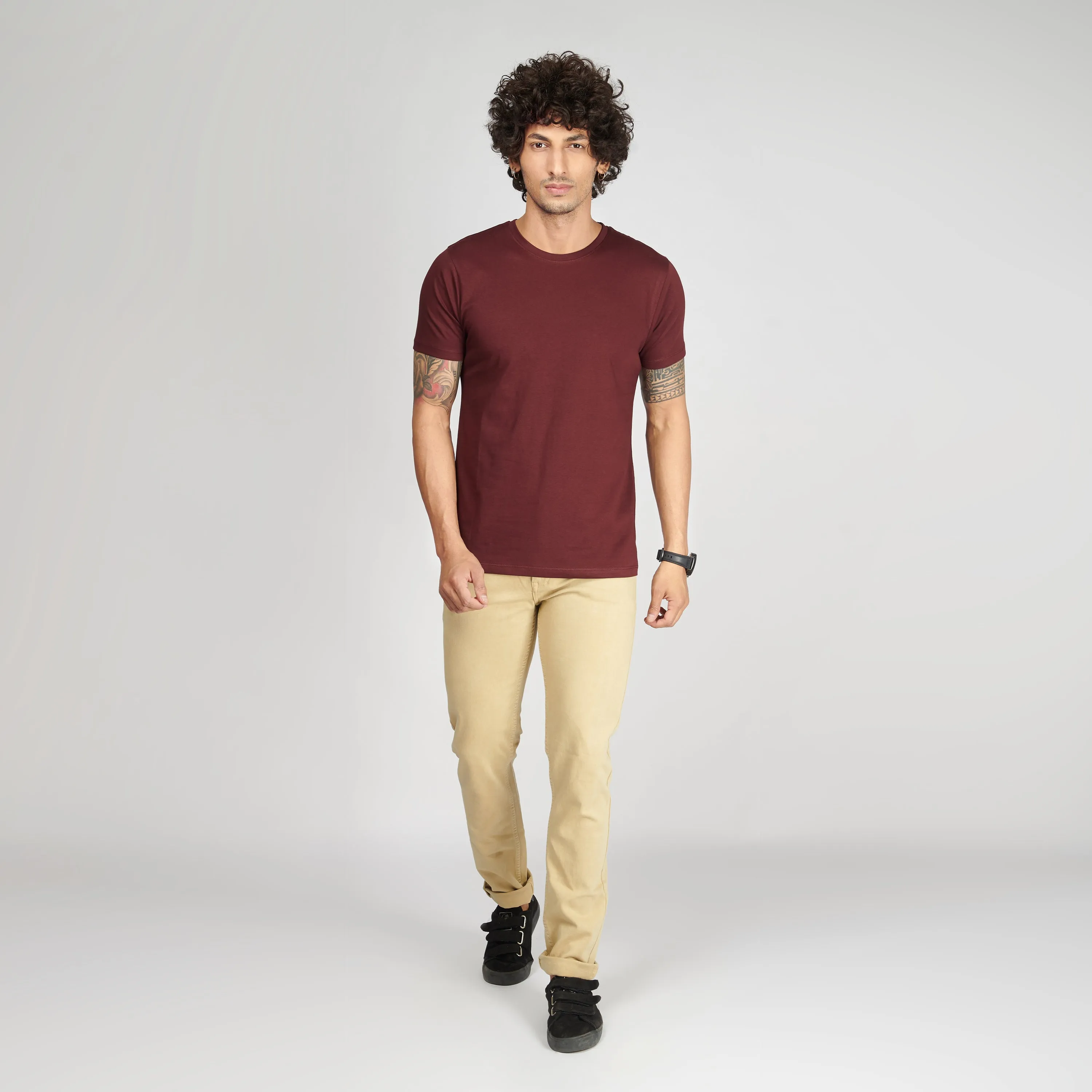 Burgundy Half Sleeve T-Shirt