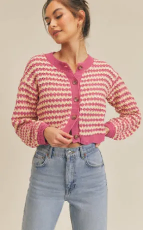 Button Front Scallop Hem Cardigan