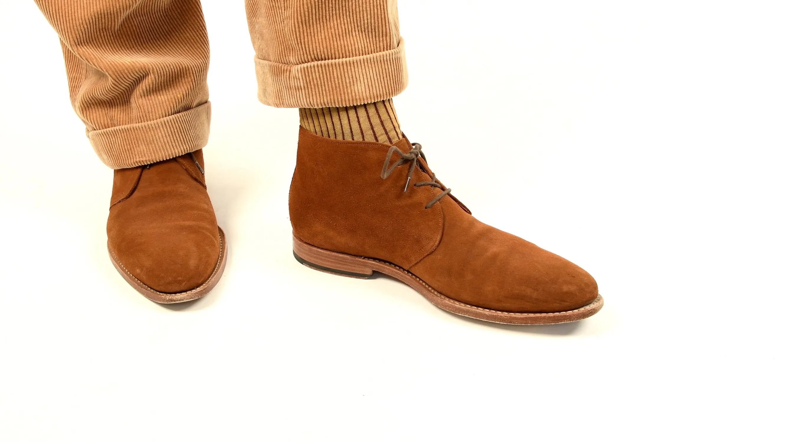 Caramel & Dark Burgundy Shadow Stripe Cotton Socks