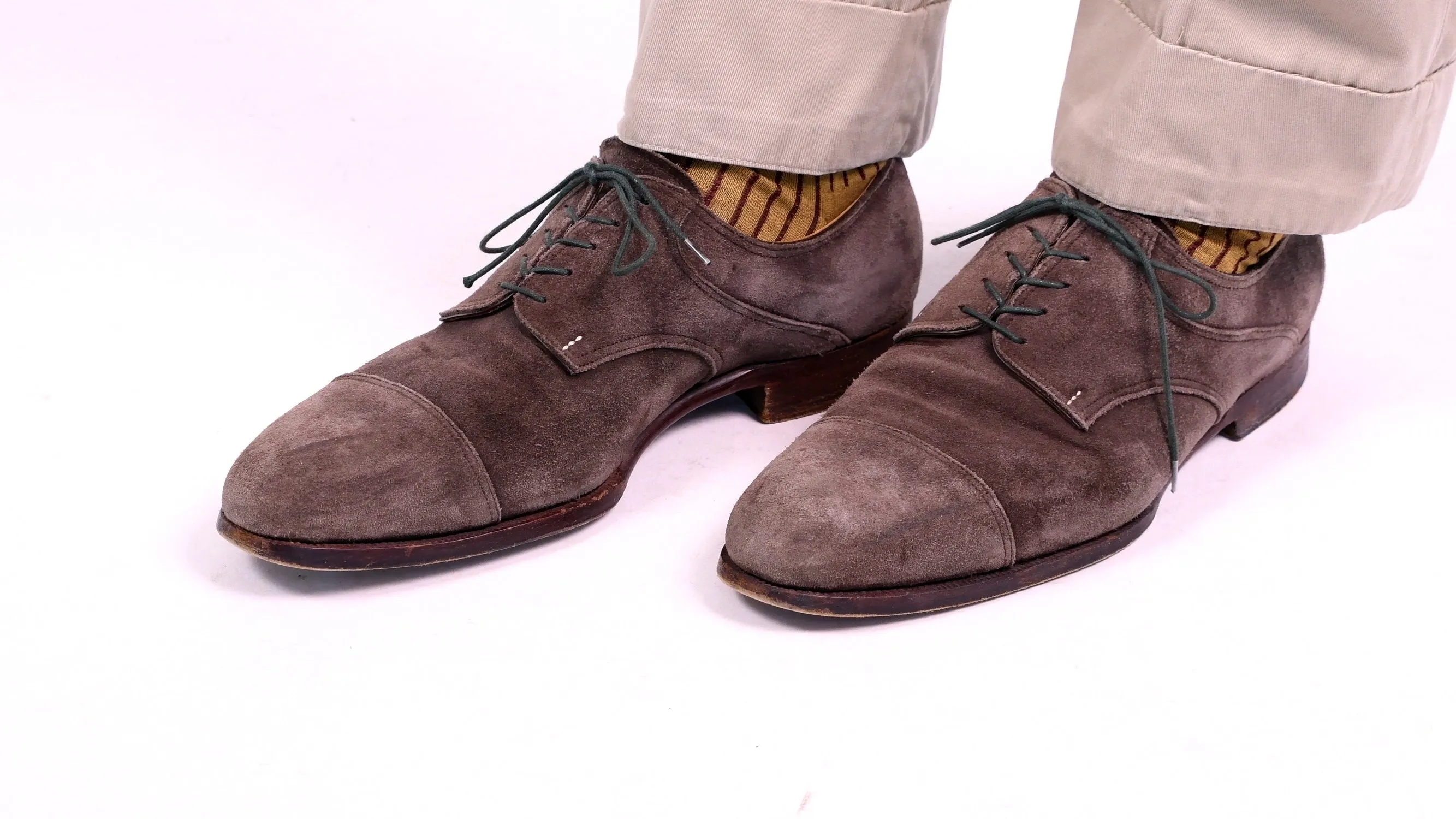 Caramel & Dark Burgundy Shadow Stripe Cotton Socks