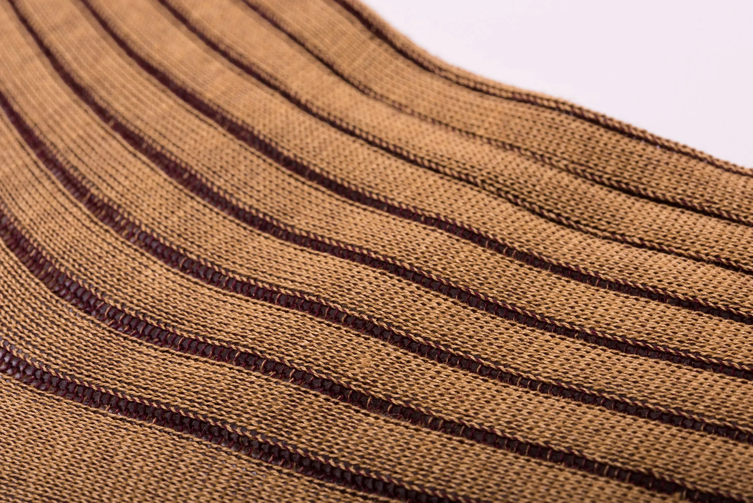 Caramel & Dark Burgundy Shadow Stripe Cotton Socks