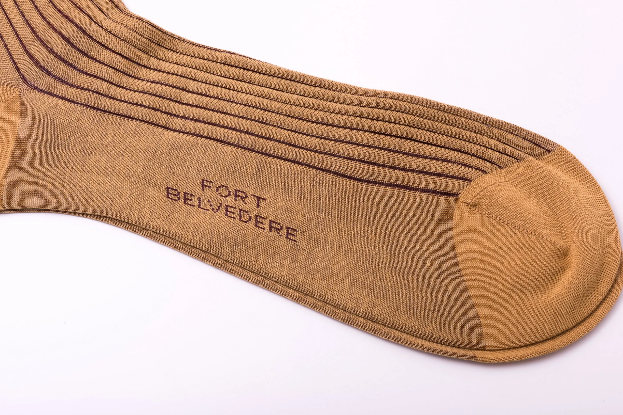 Caramel & Dark Burgundy Shadow Stripe Cotton Socks