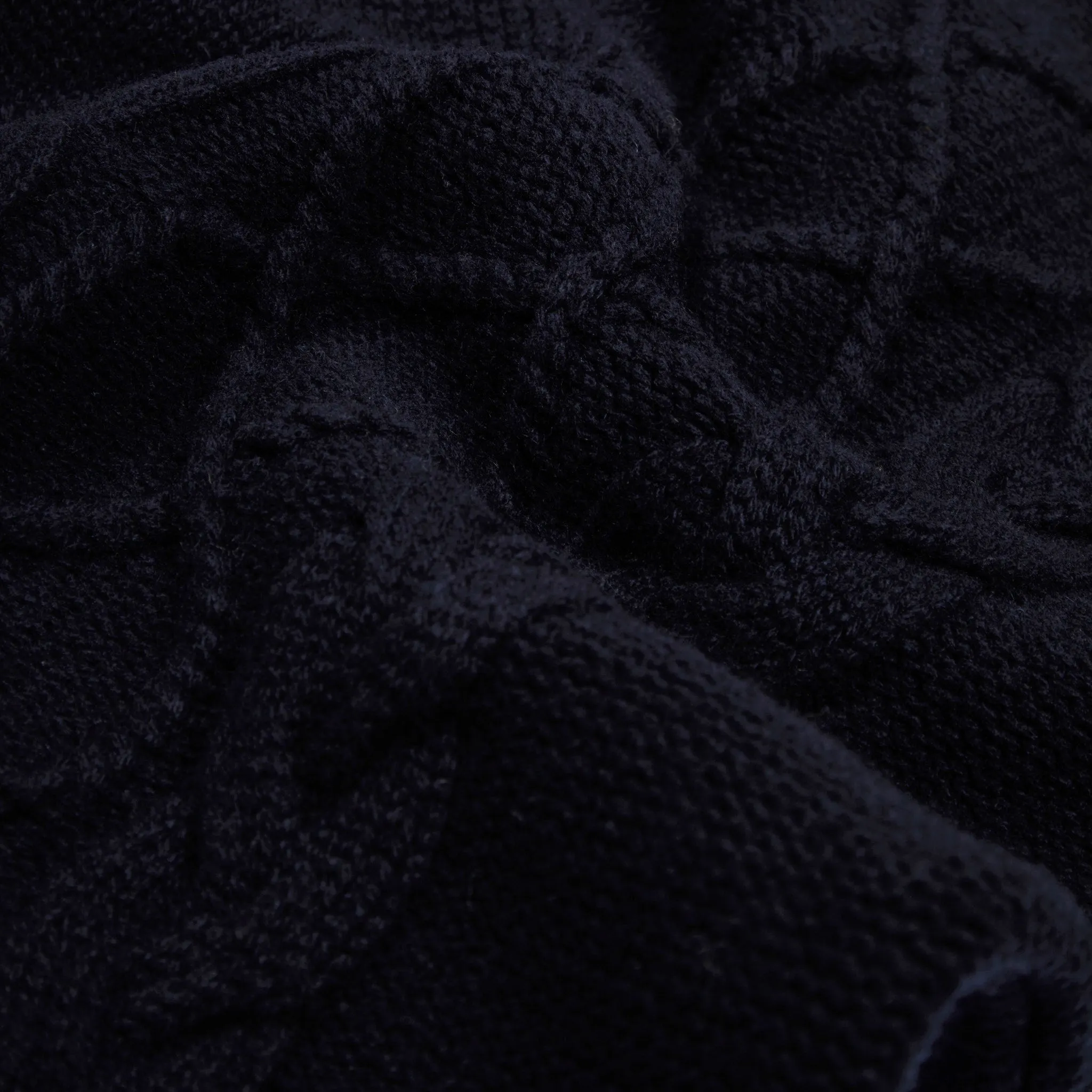 Cashmere wool chalet cable sweater in navy