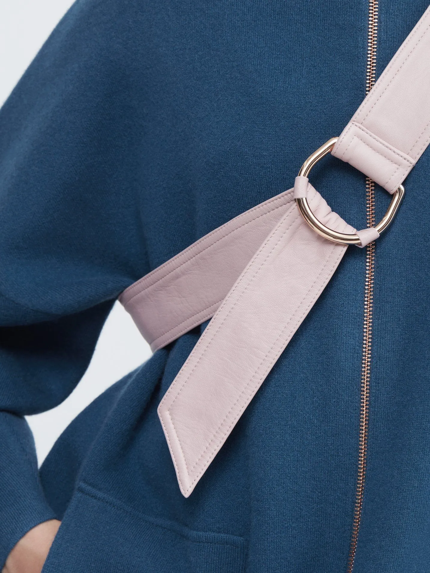 Center-in Rose Gold Leather Belt - Rose