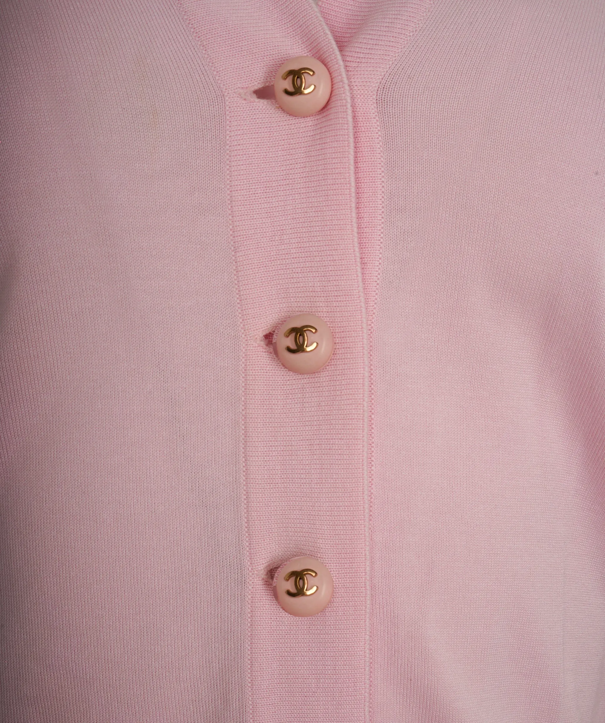 Chanel CC Button Cardigan Pink ASL8298