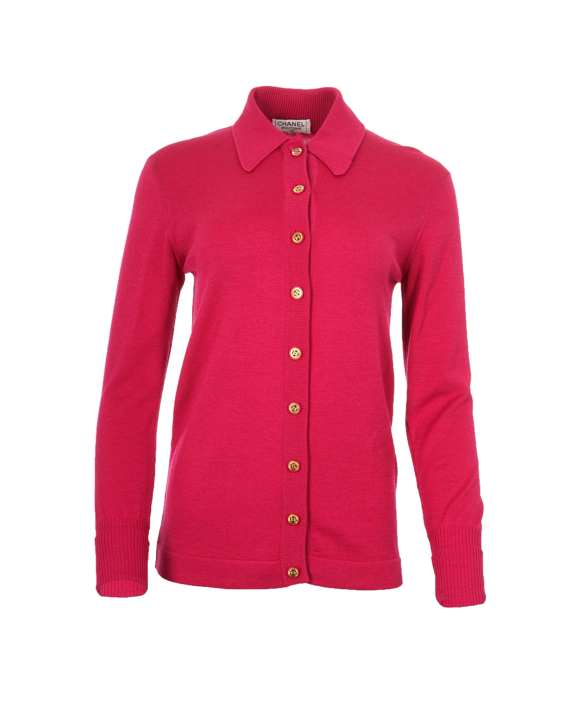 Chanel Gold CC Button Cardigan Pink ASL7705