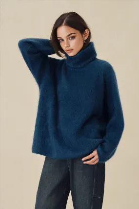 Chunky Brushed Cashmere Detachable Collar Pullover Sweater