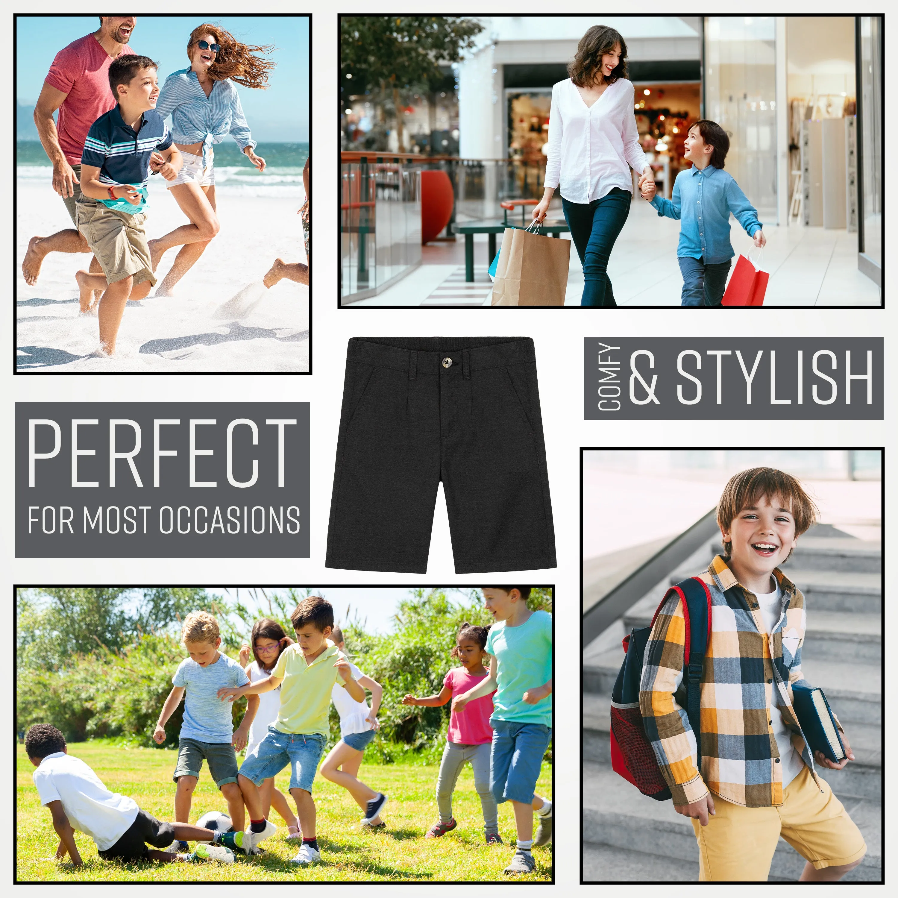 CityComfort Boys Chino Shorts with 2 Pockets, Elasticated Waist