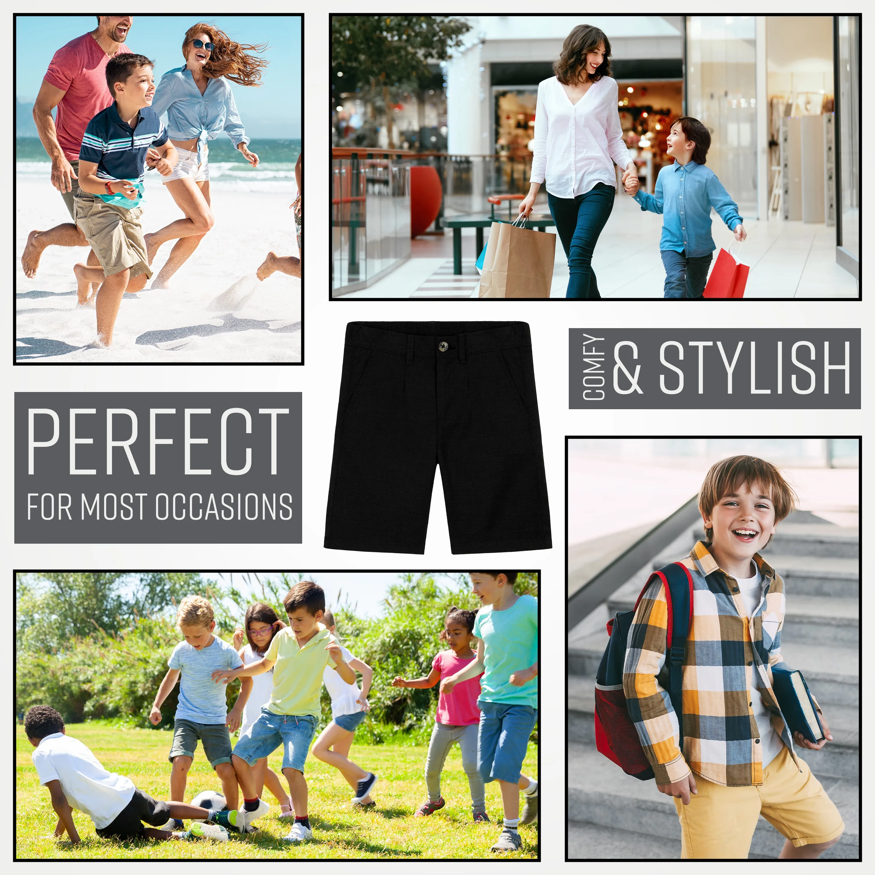 CityComfort Boys Chino Shorts with 2 Pockets, Elasticated Waist