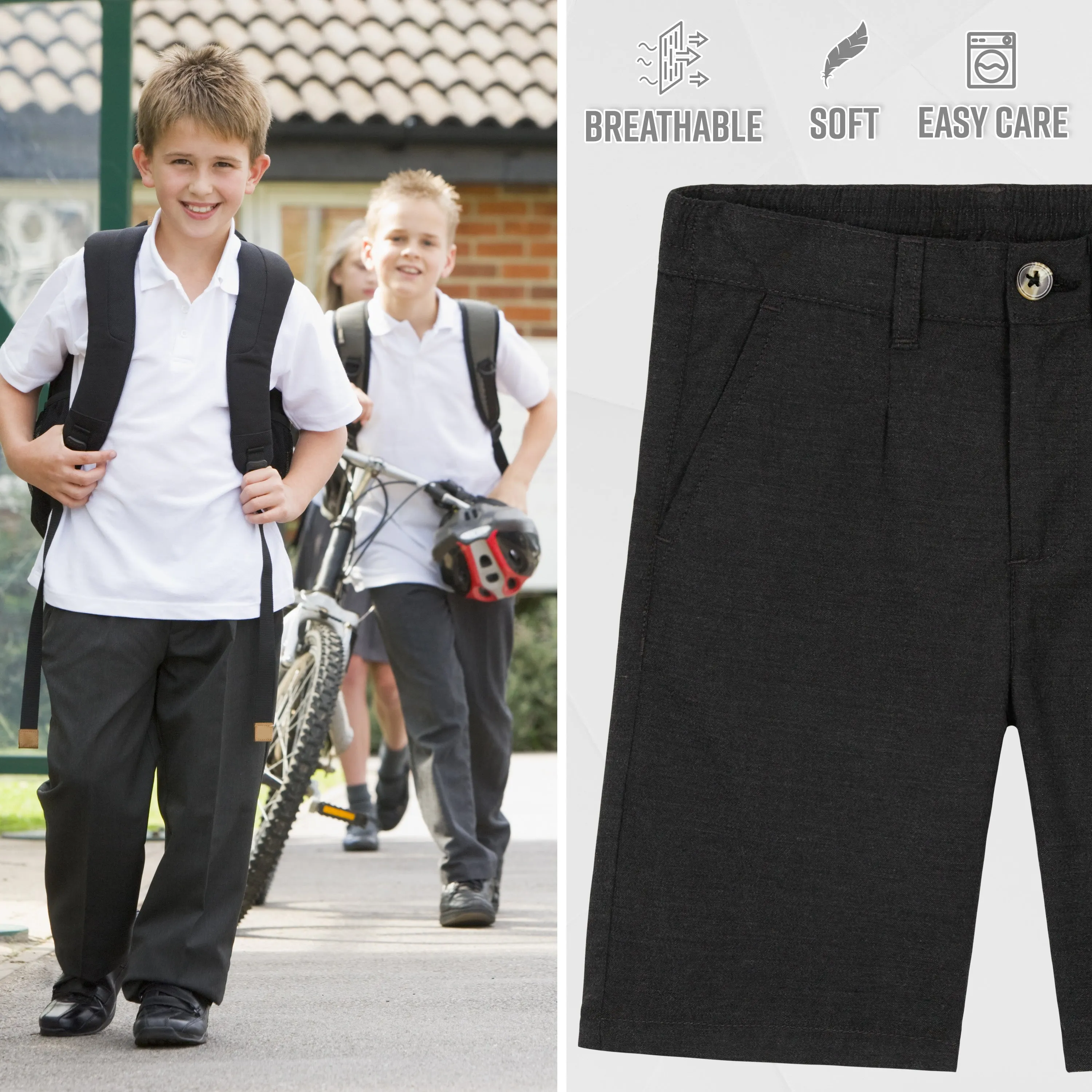 CityComfort Boys Chino Shorts with 2 Pockets, Elasticated Waist