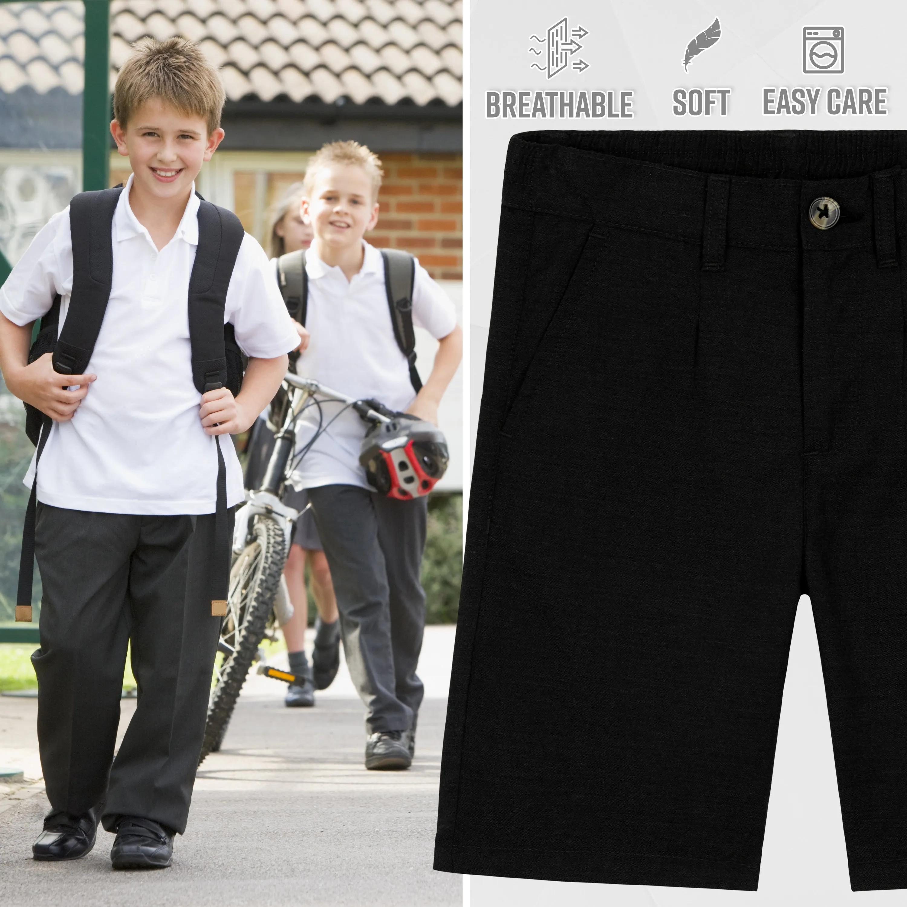 CityComfort Boys Chino Shorts with 2 Pockets, Elasticated Waist