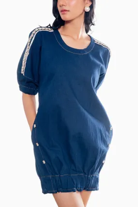 Dark Denim Bejewelled Stone Dress