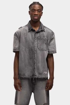DENIM OVERSIZED SHIRT WASHED GREY