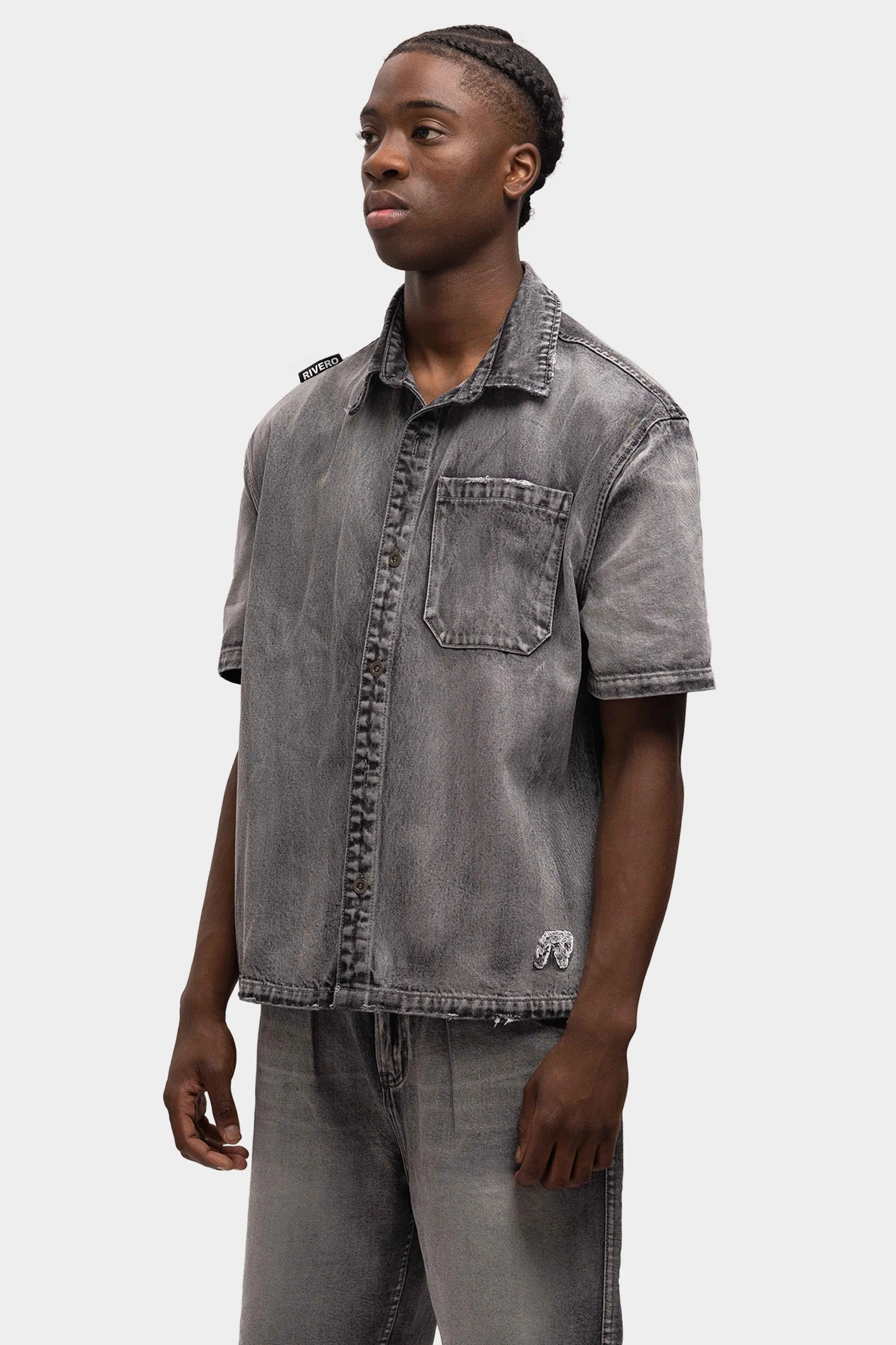 DENIM OVERSIZED SHIRT WASHED GREY