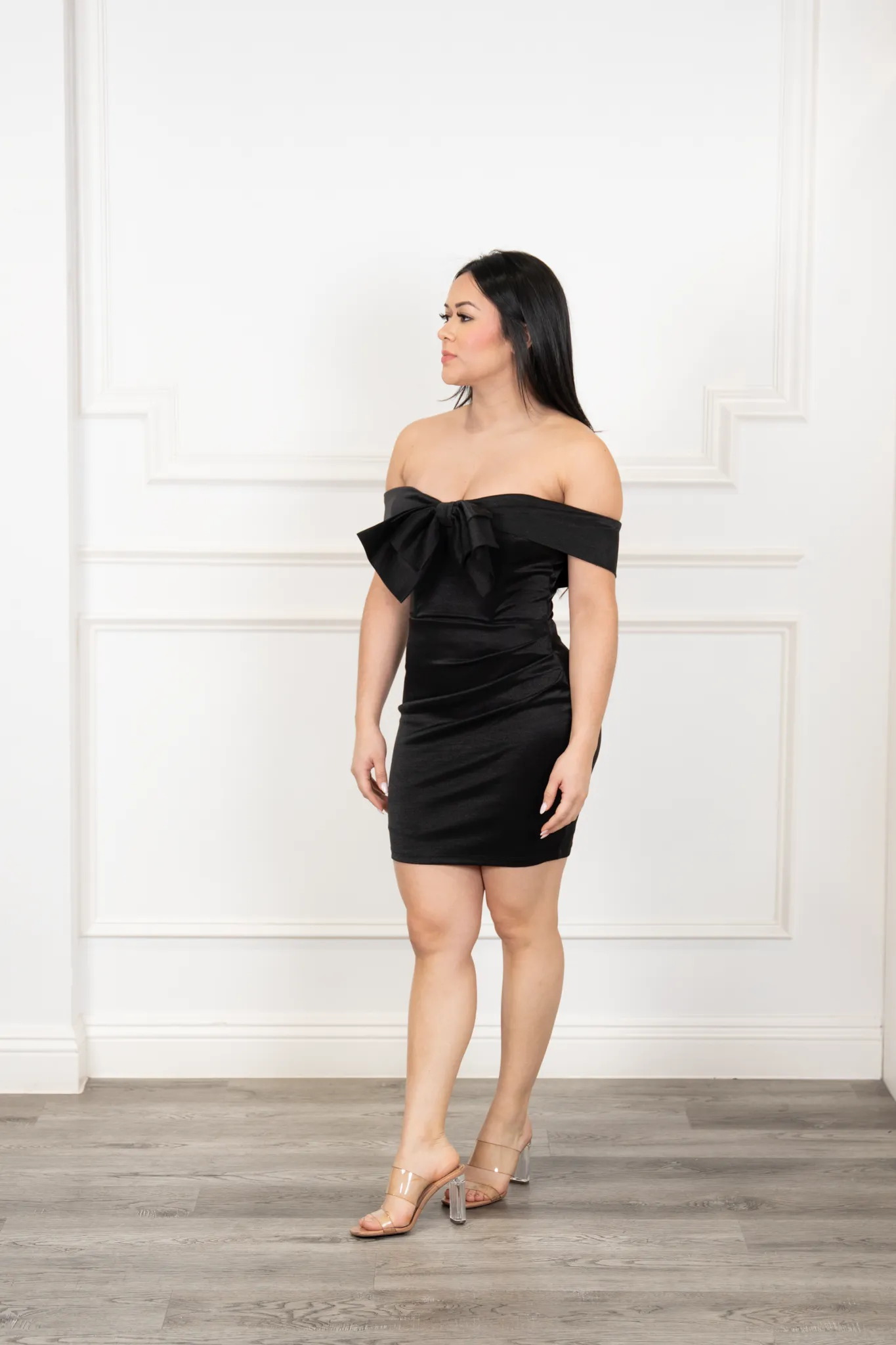Diana - Black Petite Off-Shoulder Dress