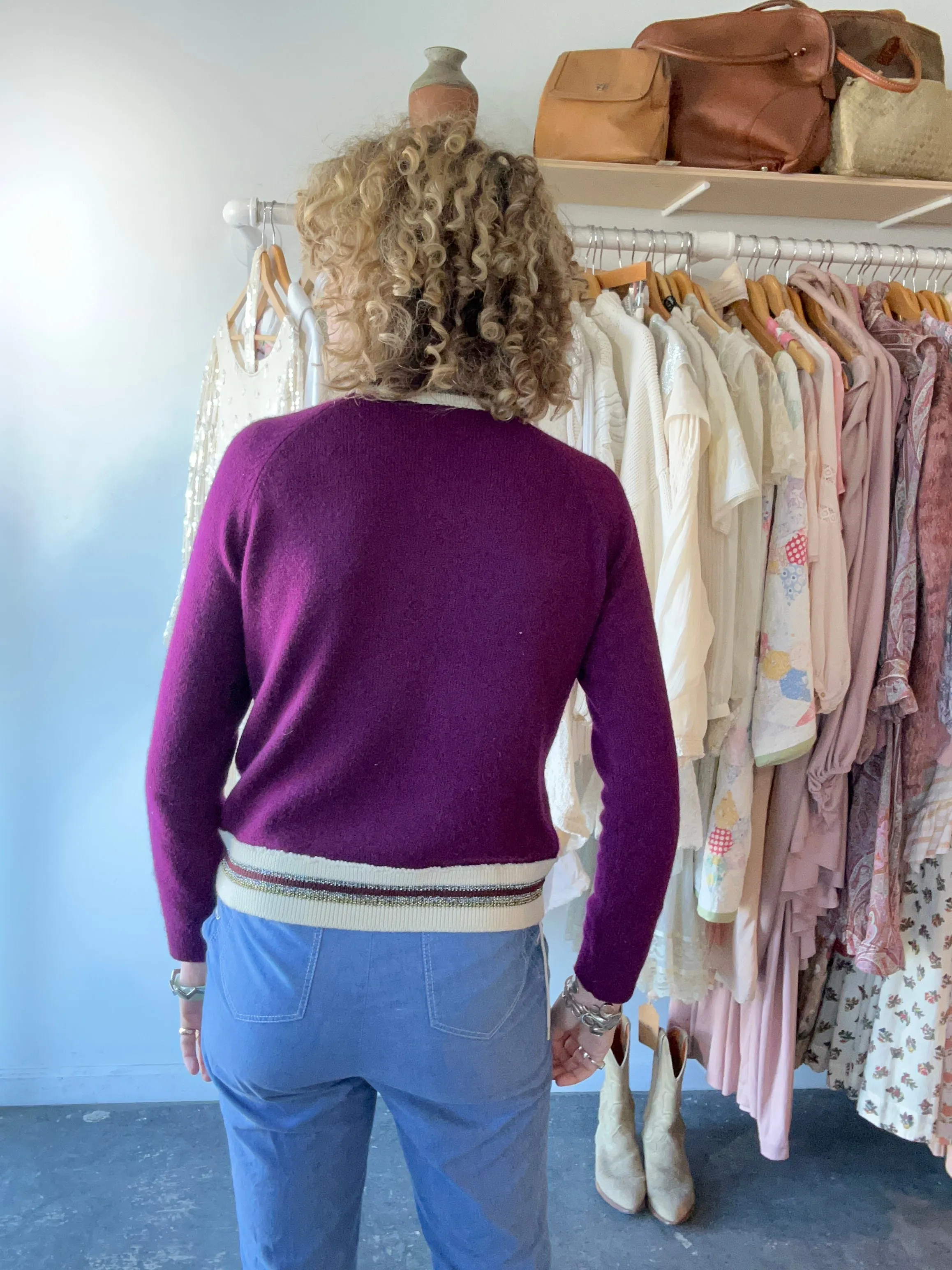 Dice Kayek Cashmere-Wool Sweater with Beaded Palm Tree