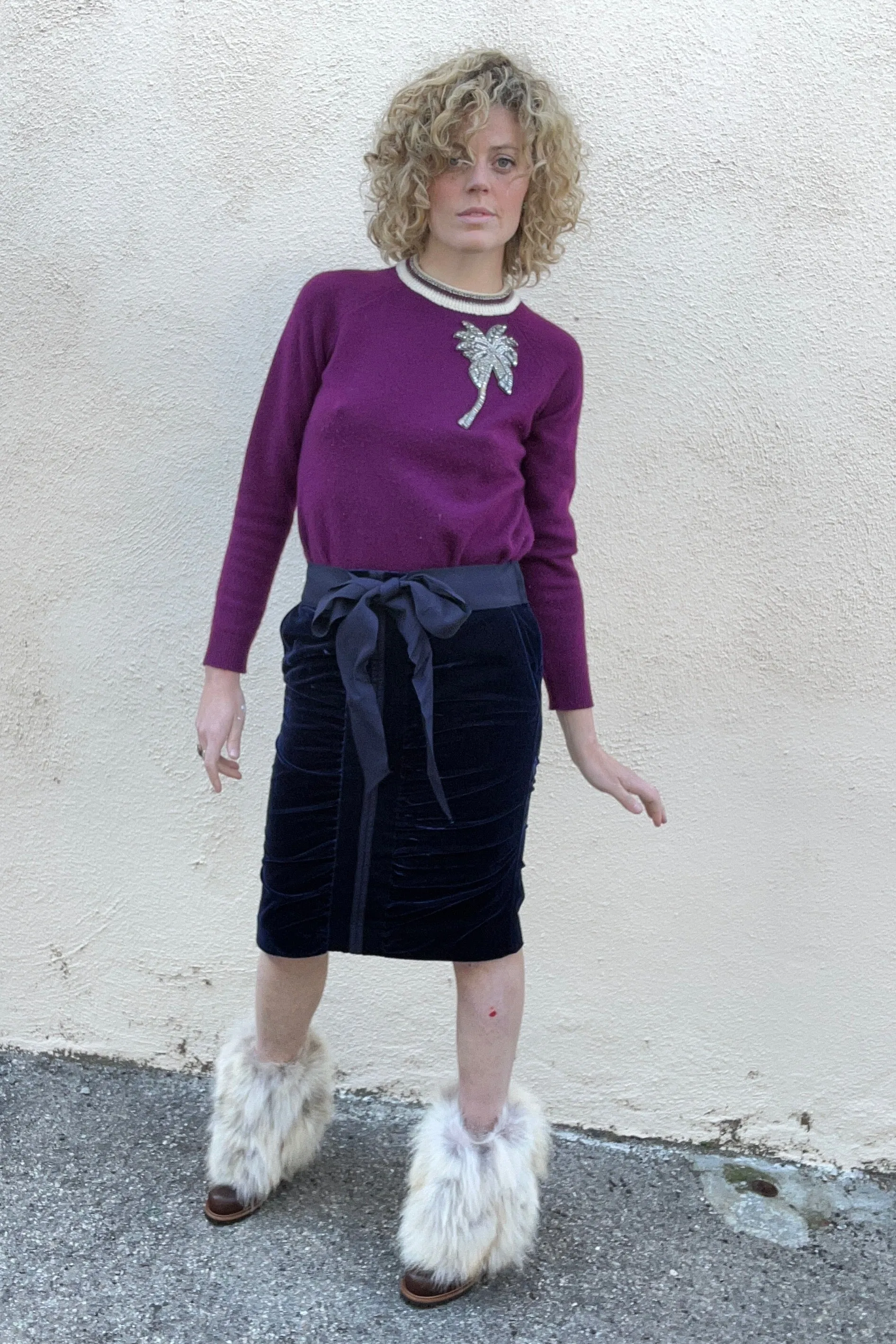 Dice Kayek Cashmere-Wool Sweater with Beaded Palm Tree