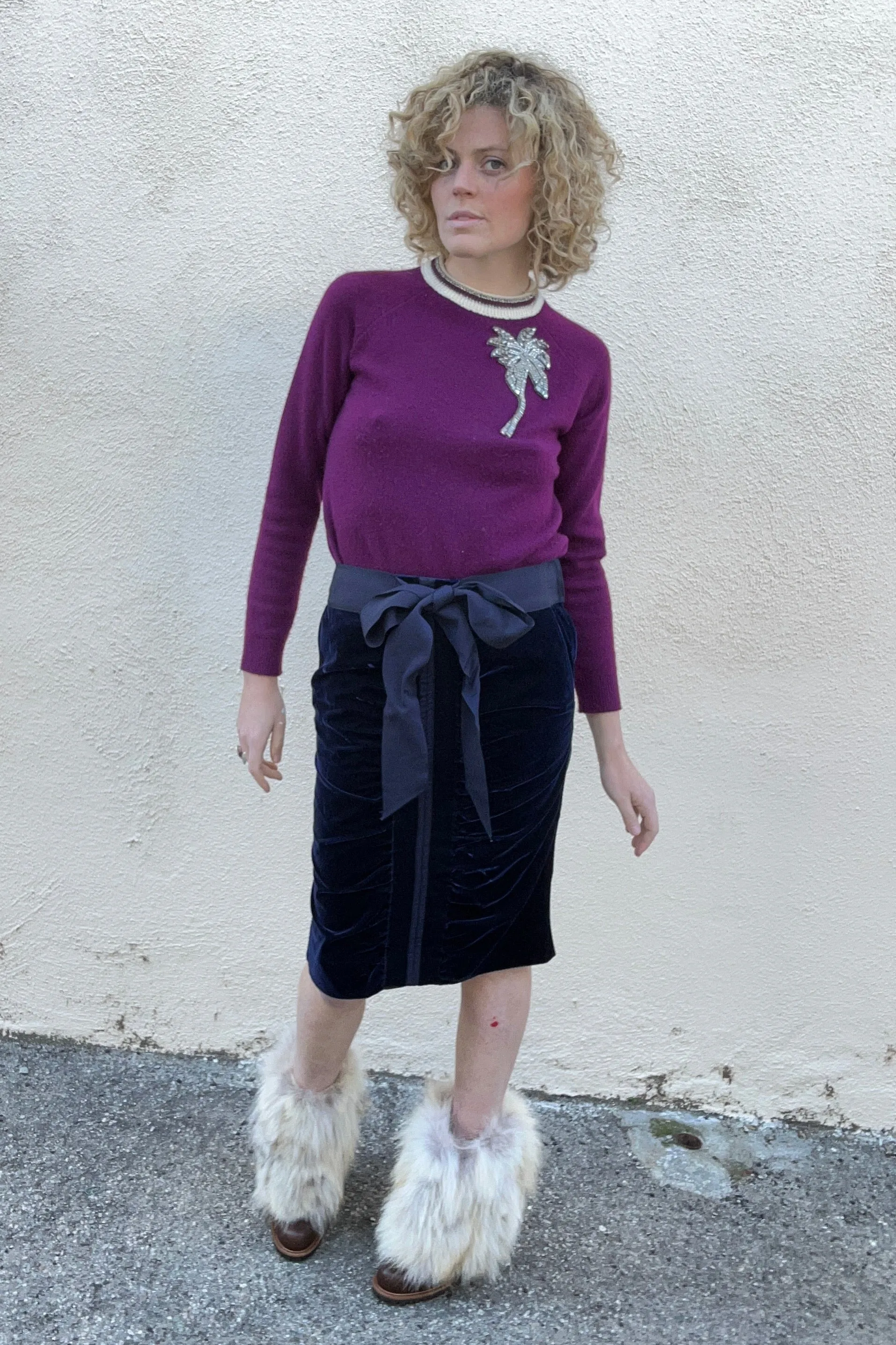 Dice Kayek Cashmere-Wool Sweater with Beaded Palm Tree