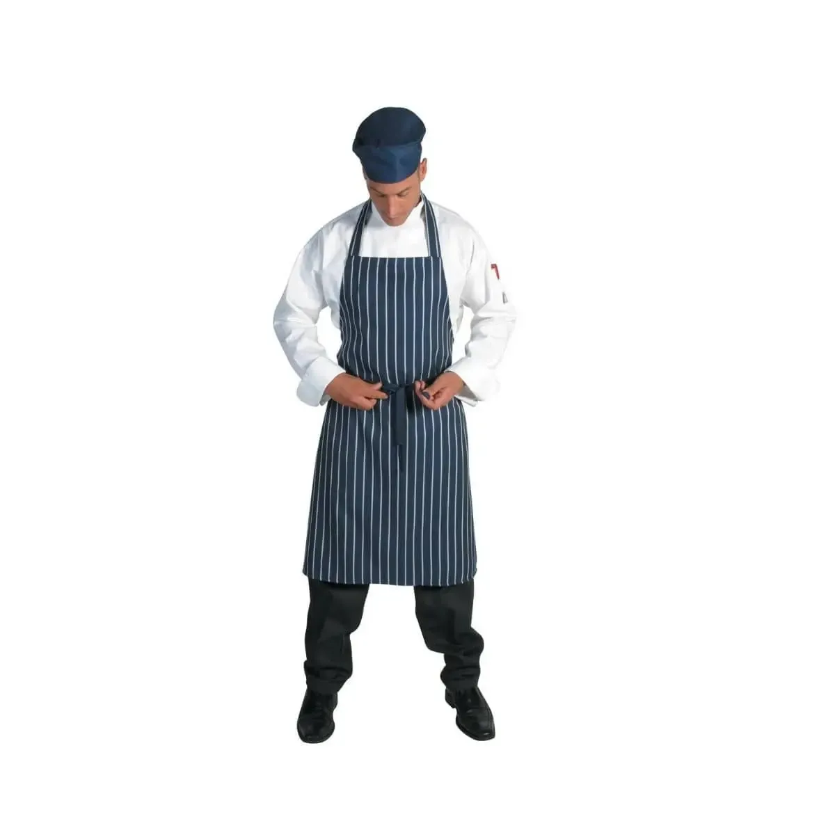 Dnc Workwear Pinstripe Full Bib Apron - No Pocket - 2536