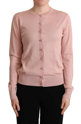 Dolce & Gabbana Pink Cashmere Silk Buttons Cardigan Sweater