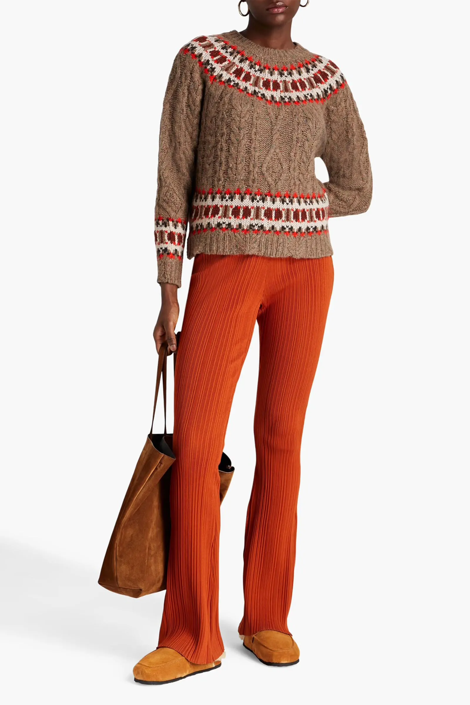 Fair Isle Cable-Knit Cashmere Sweater
