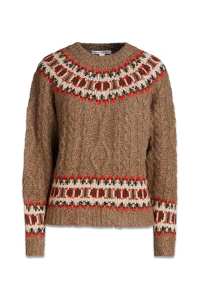 Fair Isle Cable-Knit Cashmere Sweater
