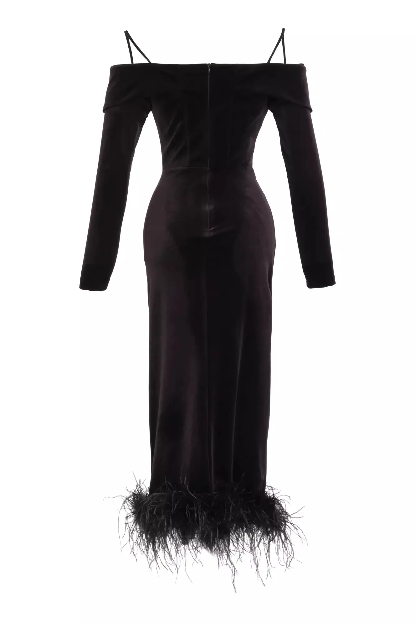 FRV Black velvet long sleeve long dress - Nice