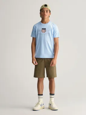 Gant Boys Olive Solid Mid-rise Regular Fit Chino Shorts