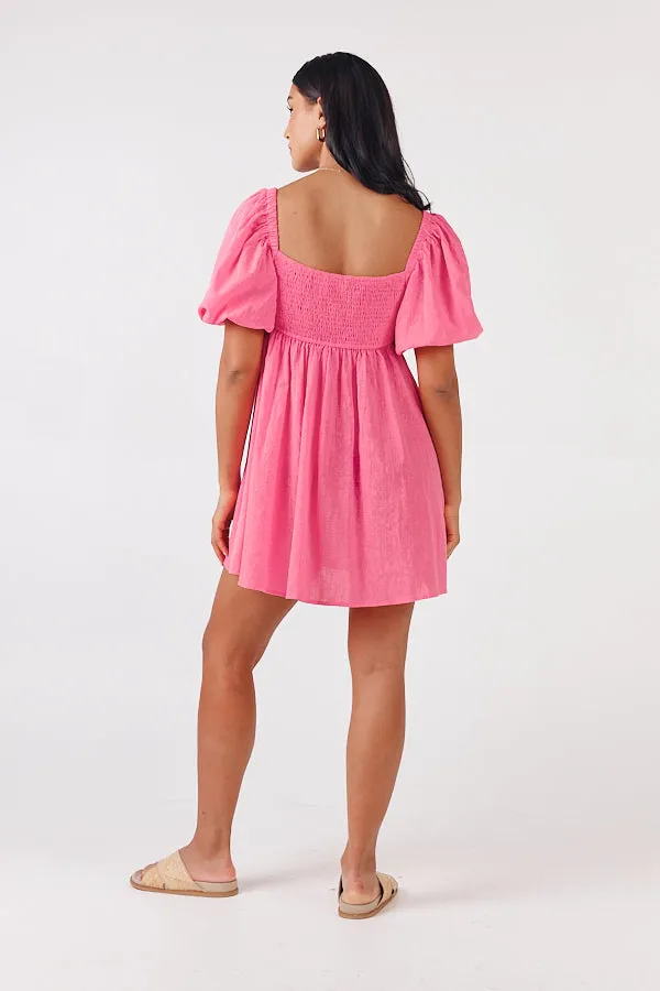 Girl and the Sun Hawaiian Mini Dress - Bright Pink