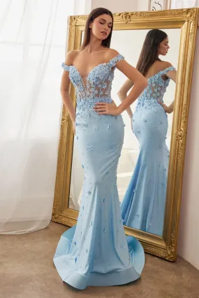 Glitter printed fitted gown