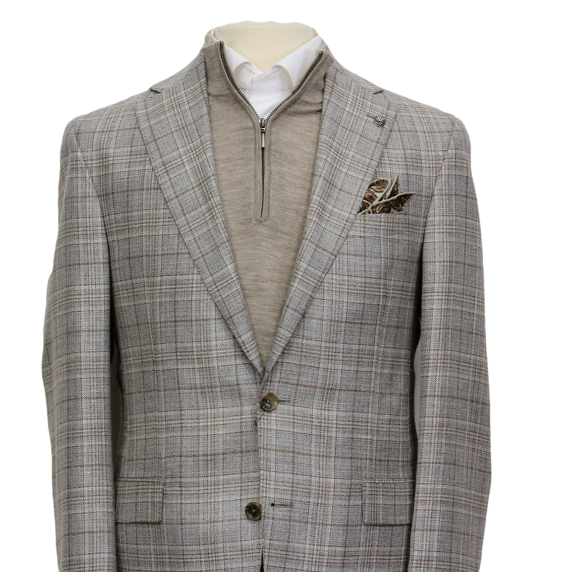 Gray Check Loro Piana Midland Contemporary Fit Sport Jacket - Jack Victor
