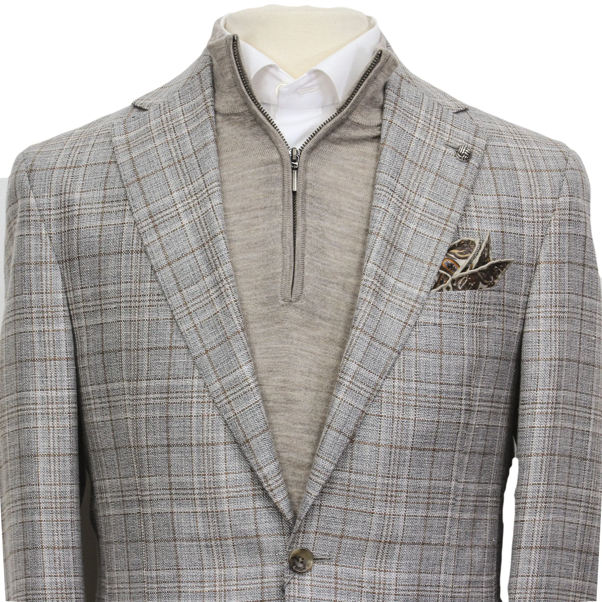 Gray Check Loro Piana Midland Contemporary Fit Sport Jacket - Jack Victor