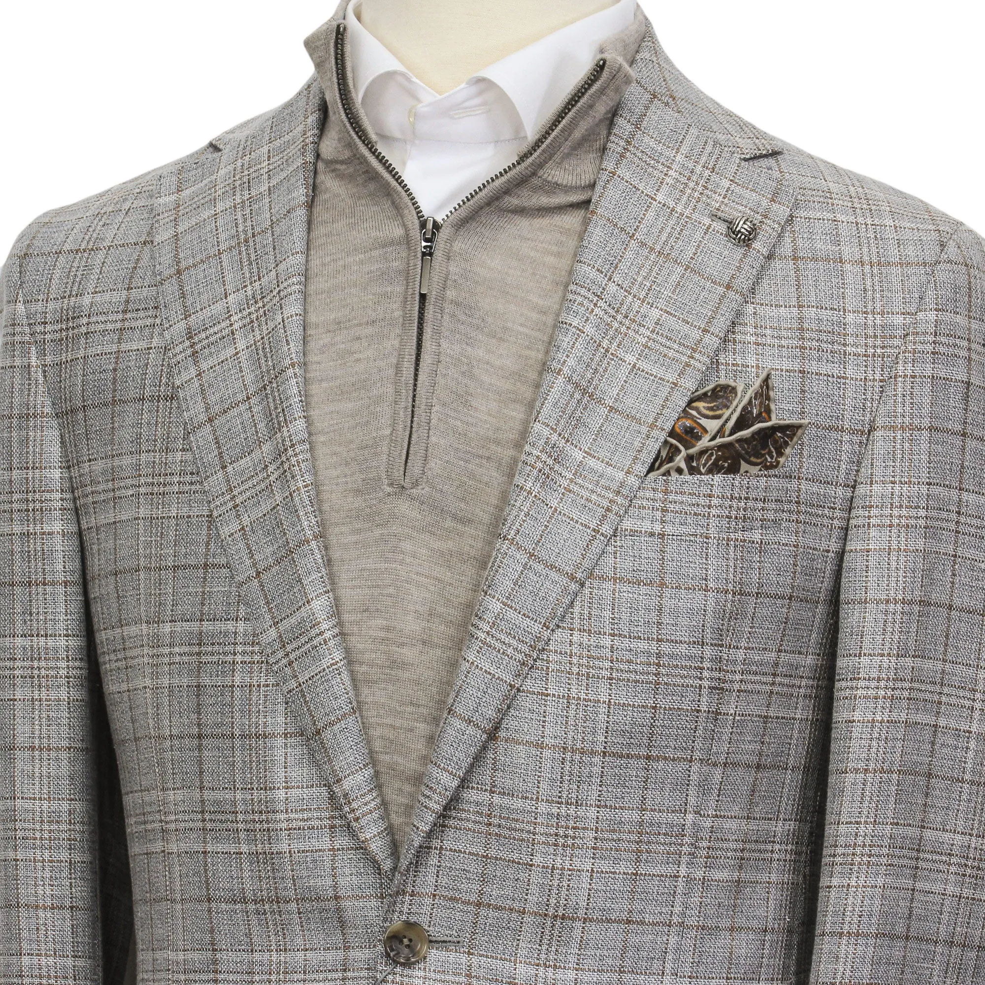 Gray Check Loro Piana Midland Contemporary Fit Sport Jacket - Jack Victor
