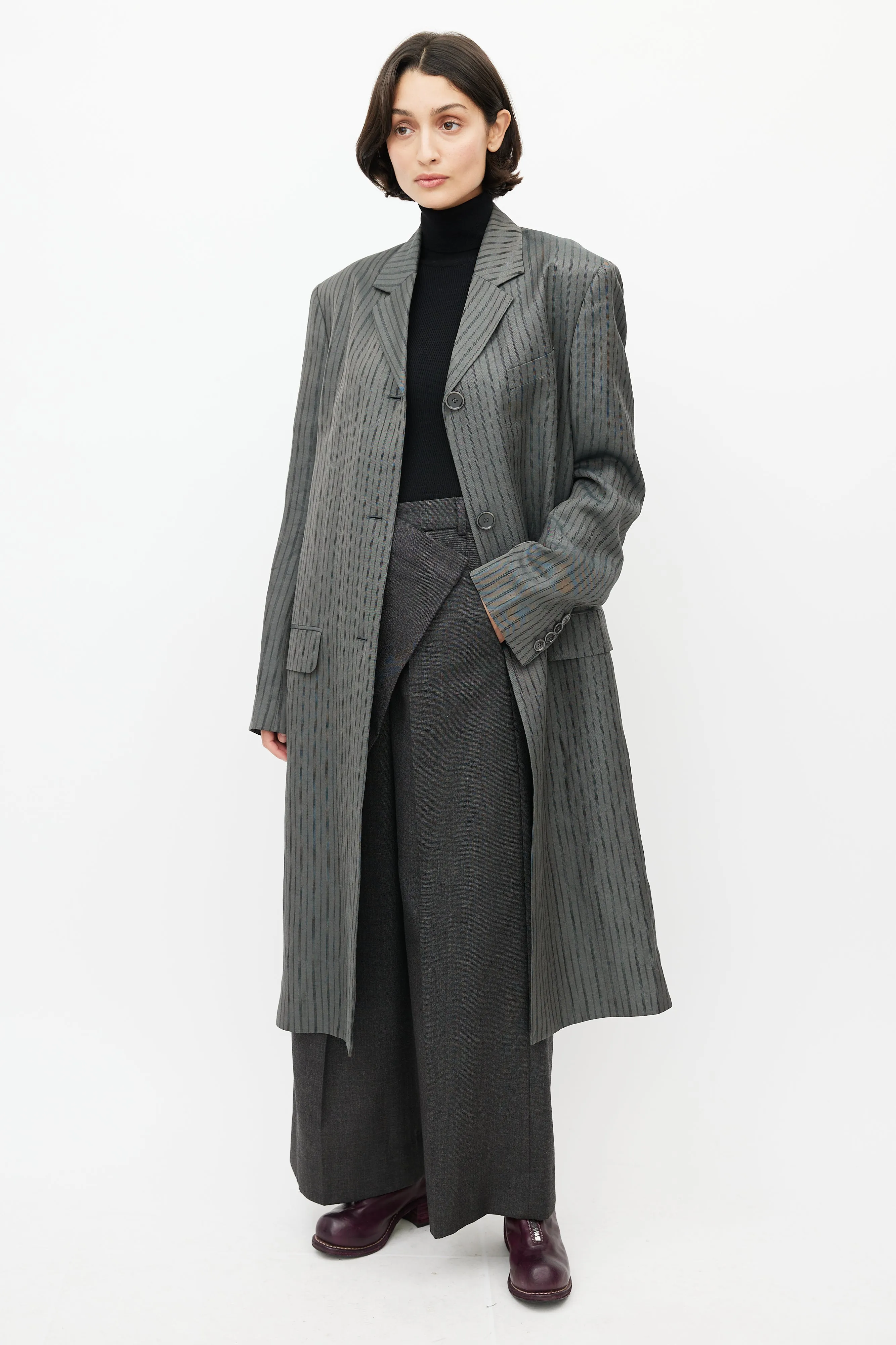 Grey & Black Pinstripe Coat