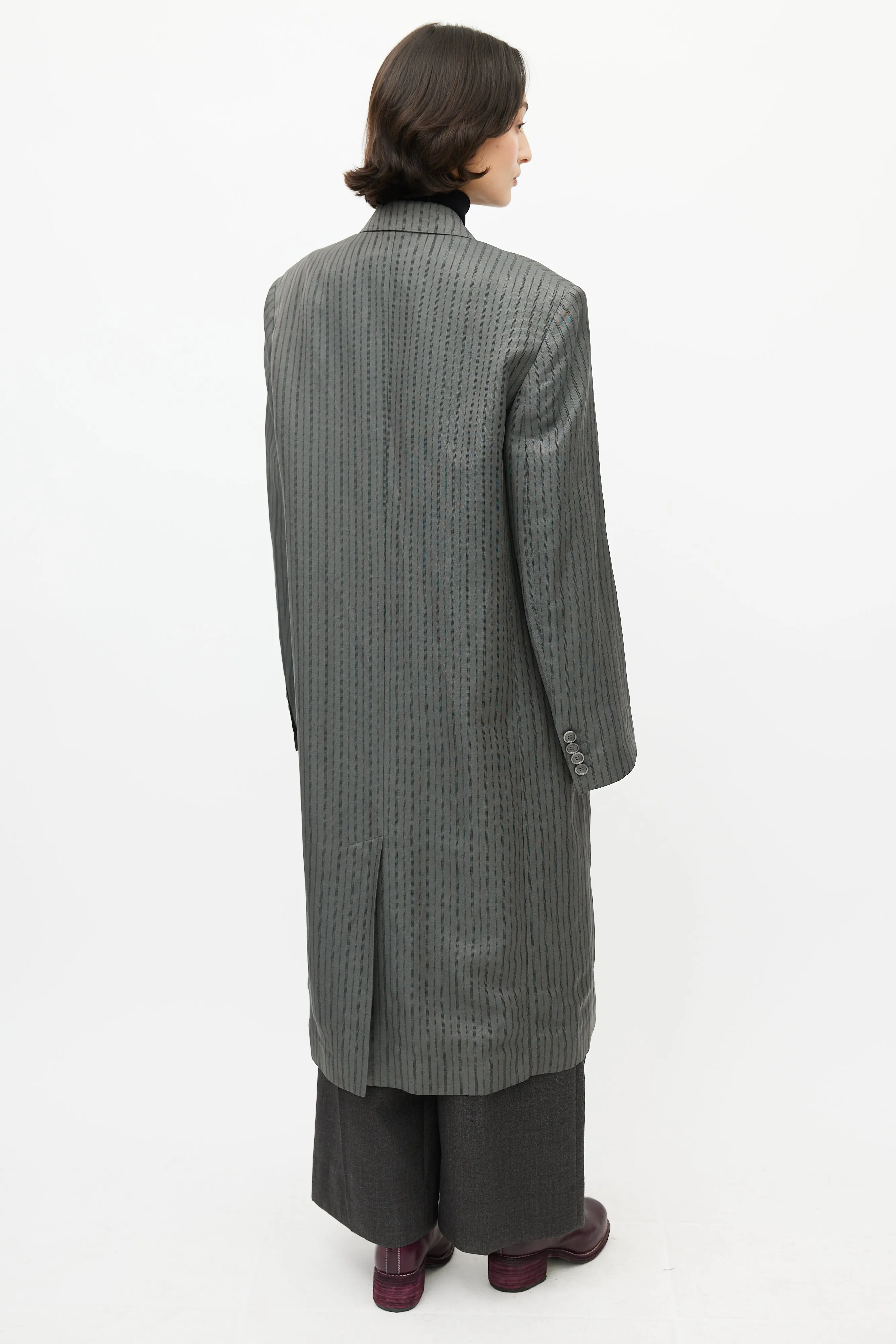 Grey & Black Pinstripe Coat