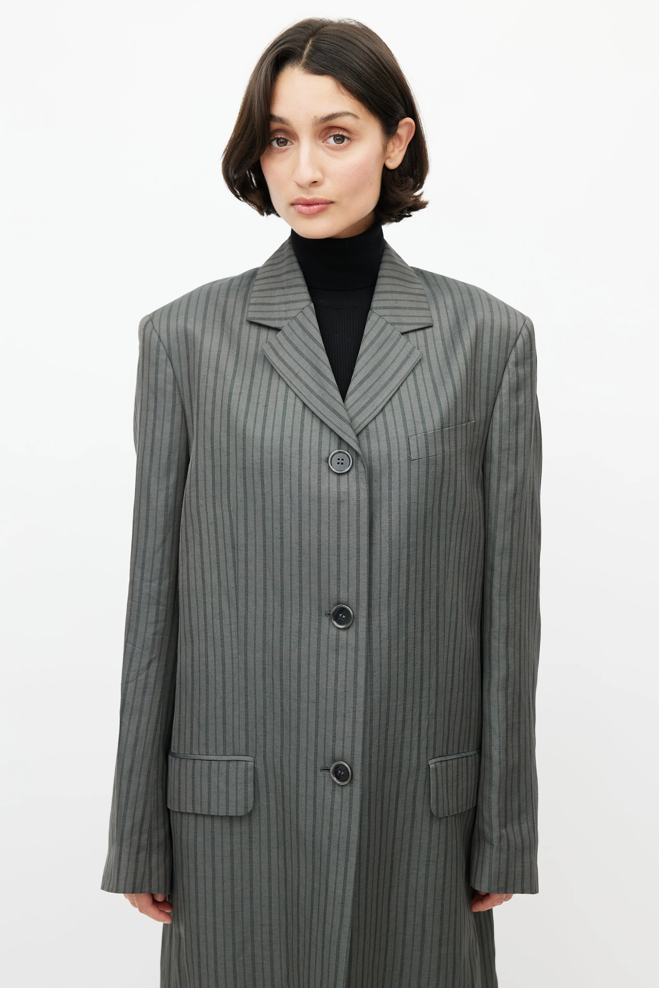 Grey & Black Pinstripe Coat