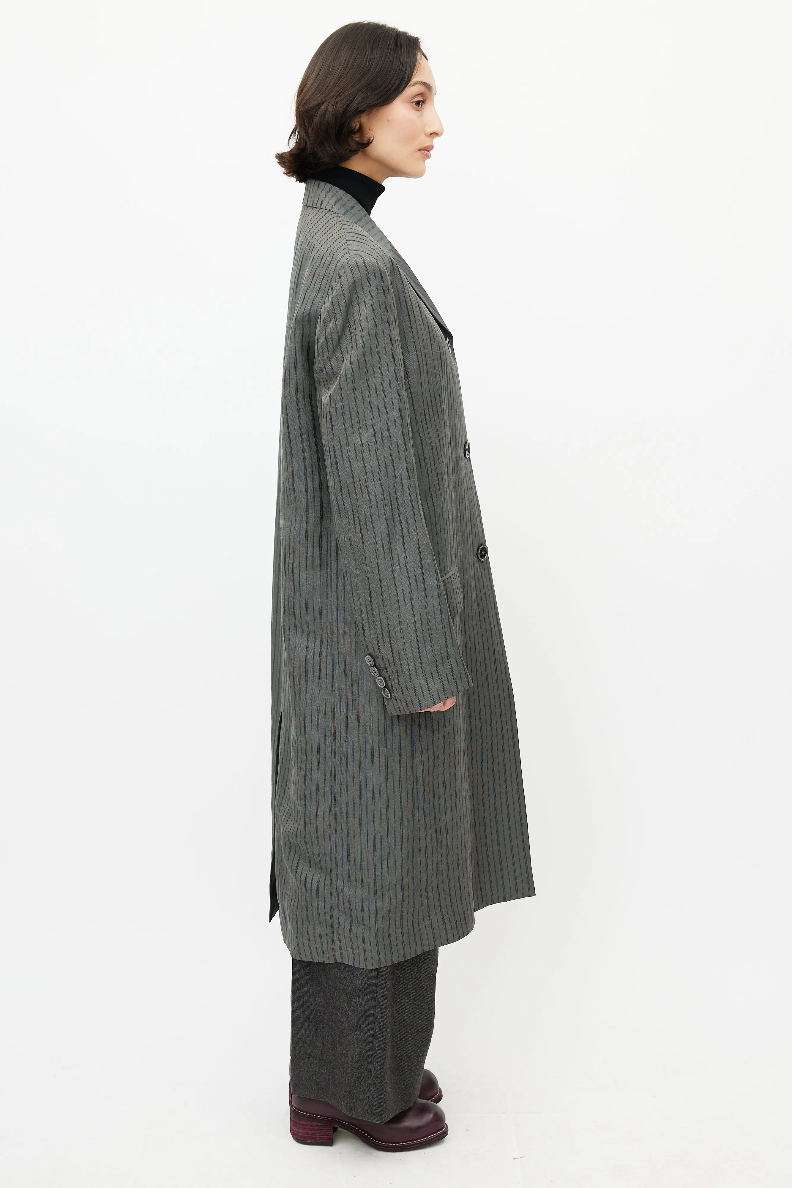 Grey & Black Pinstripe Coat