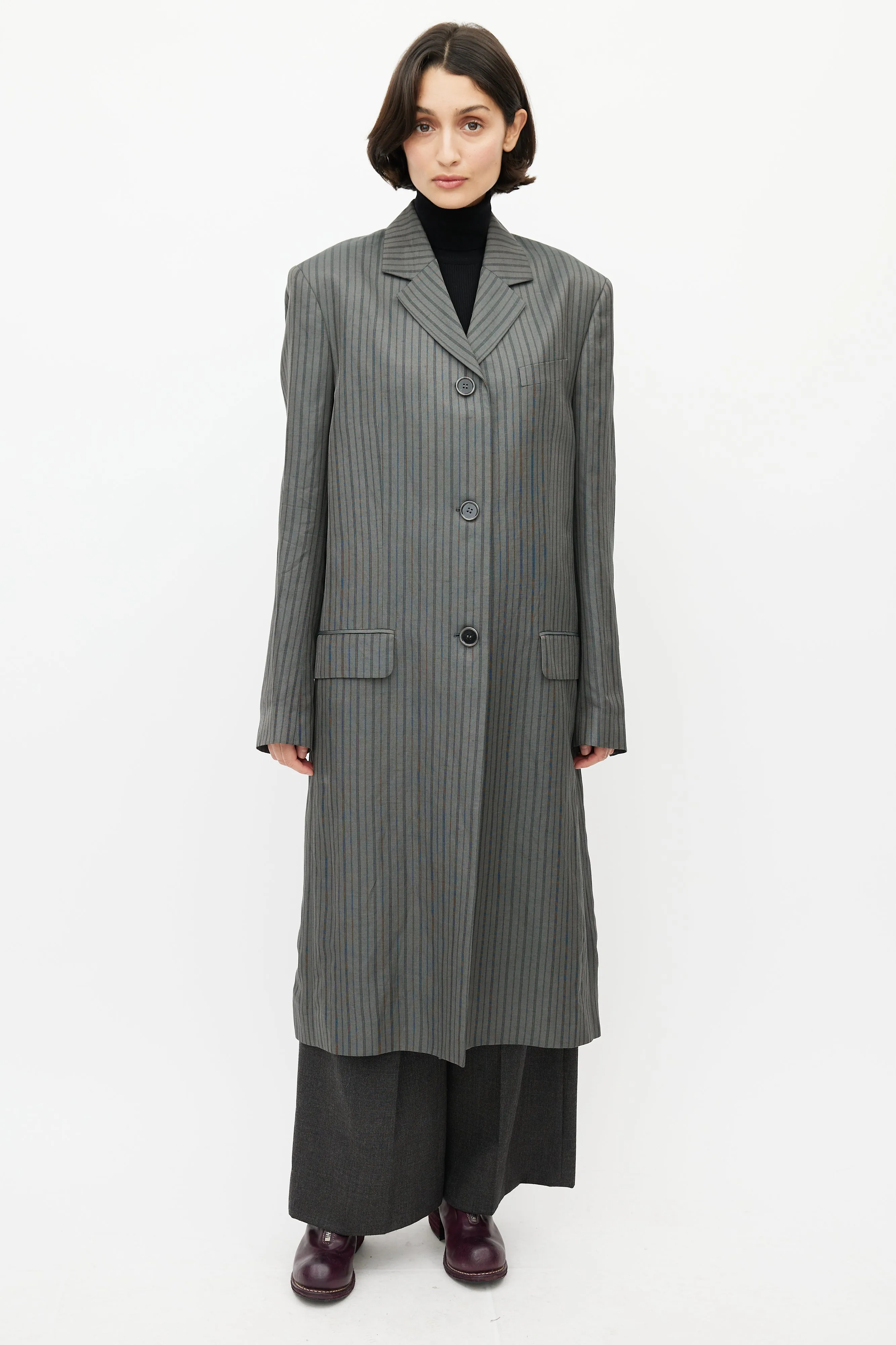 Grey & Black Pinstripe Coat