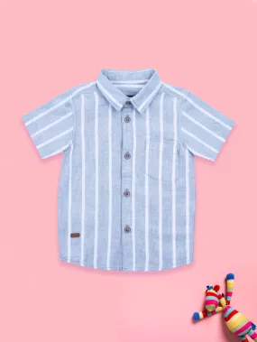 Grey and White Striped Shirt for Boys