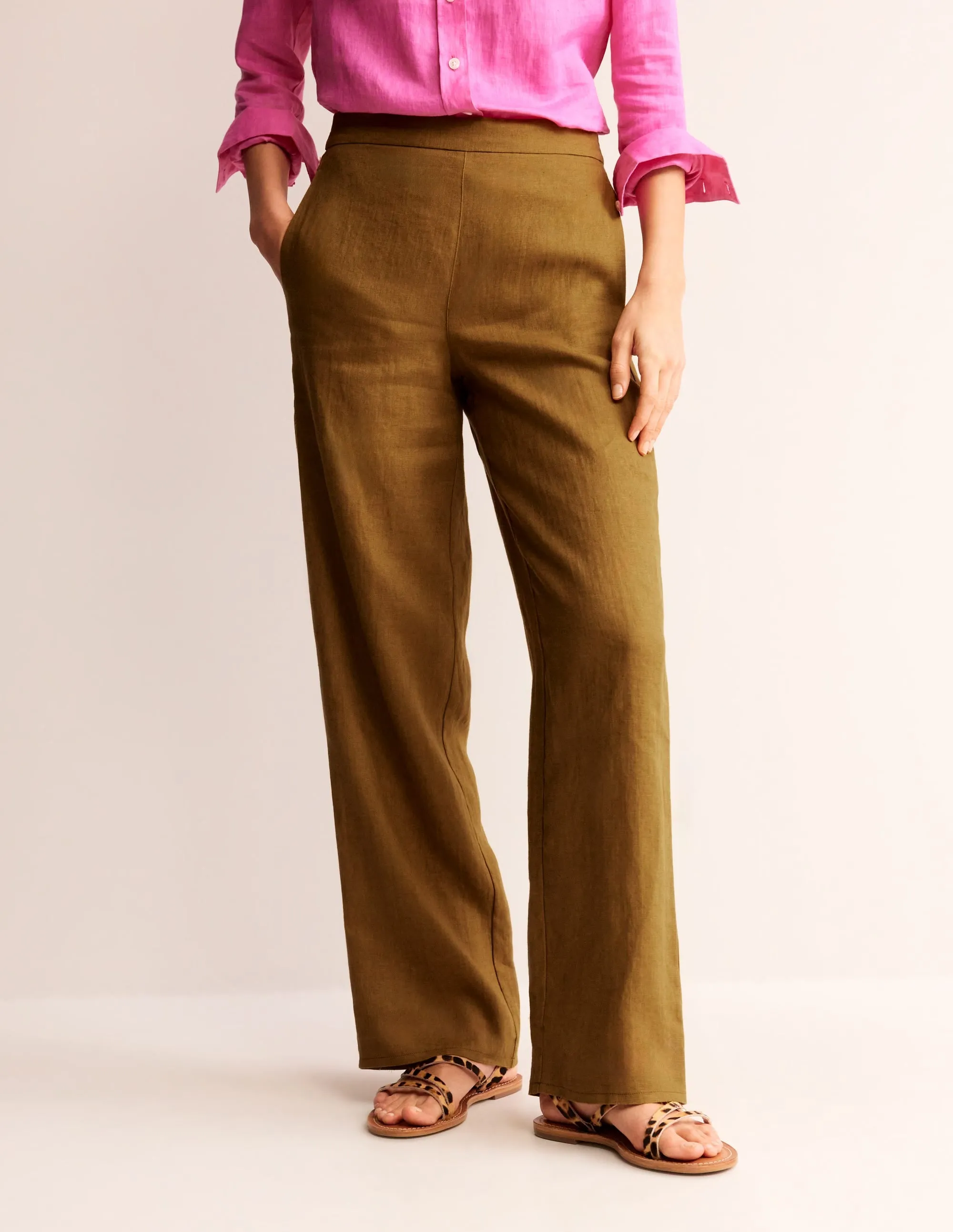 Hampstead Linen Trousers-Bronze Brown