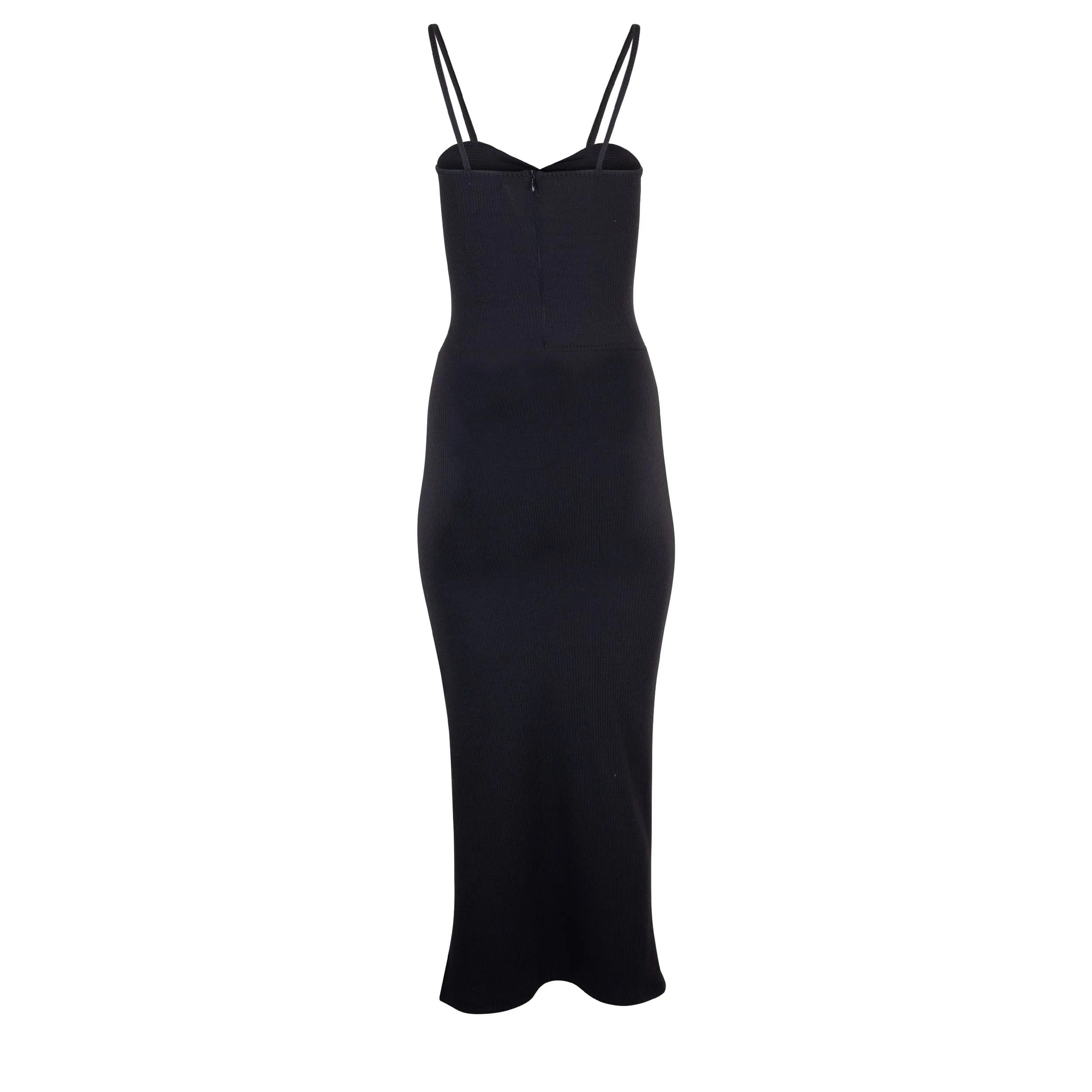 Heidi Cutout Detail Ribbed Maxi Dress - Black