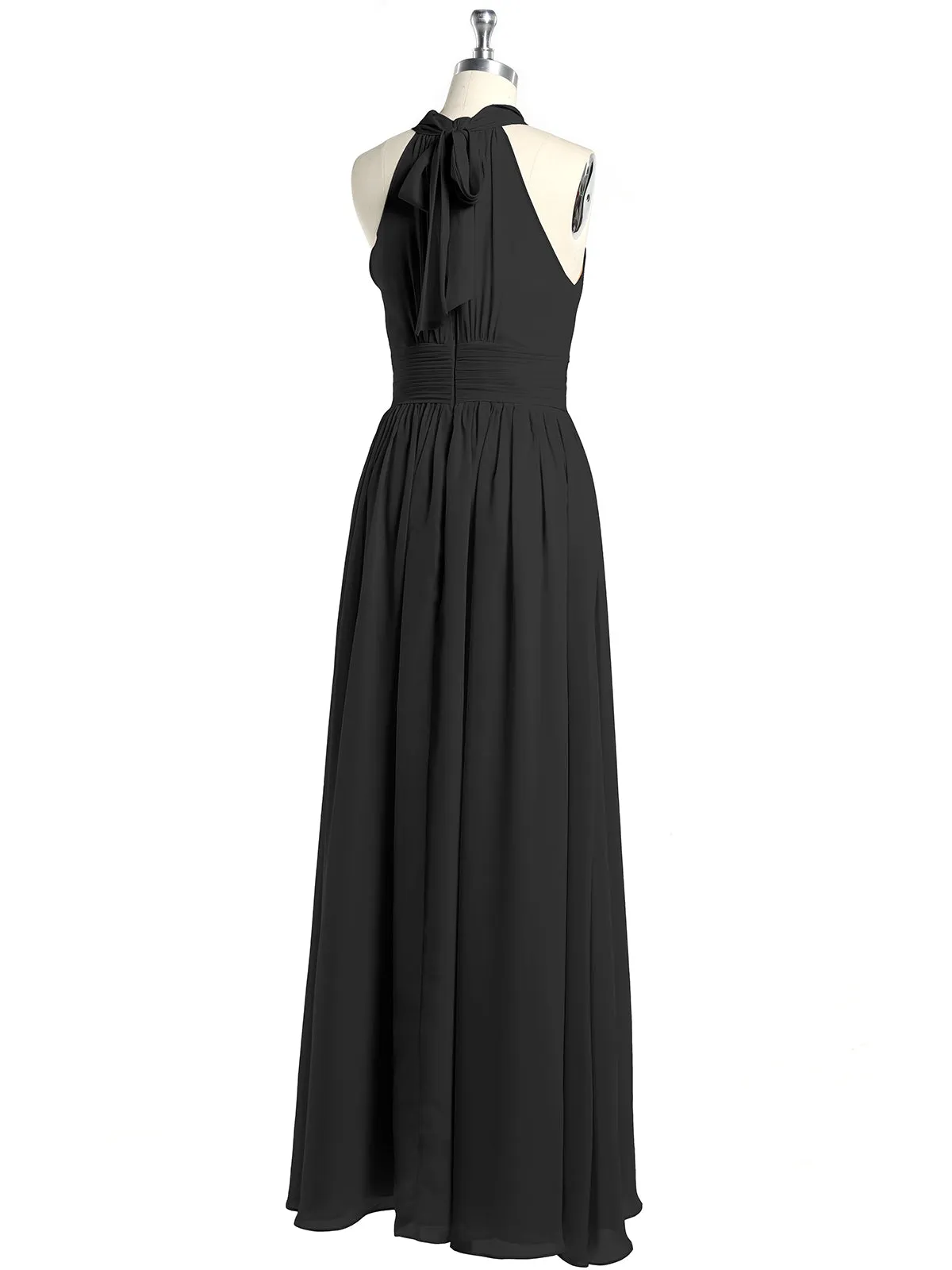 High Neck Full Length Dresses with Slit Black Plus Size