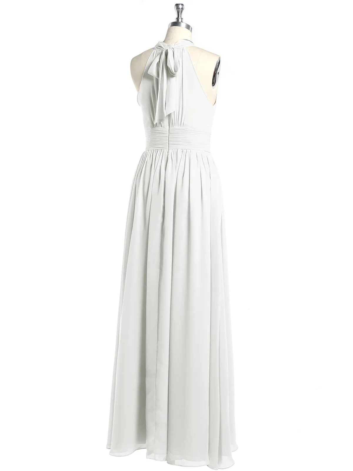 High Neck Full Length Dresses with Slit Ivory